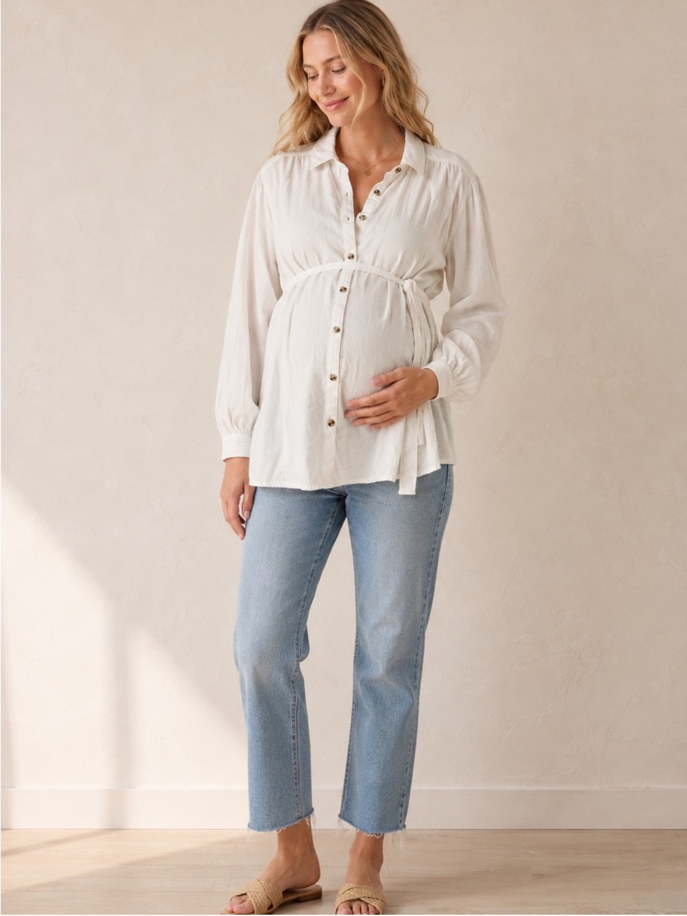 Isabel Maternity by Ingrid & Isabel
Linen Button-Up Maternity Blouse Sash Belt